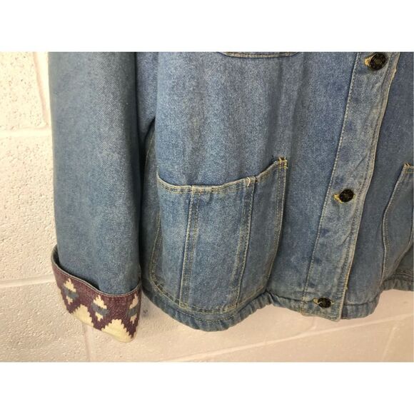Vintage 1990’s Gitano Denim Coat Jean Jacket Western Lining Women’s SZ L - Picture 6 of 12